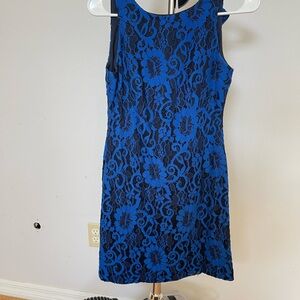 Ralph Lauren Blue/Black Floral Lace Mini Dress